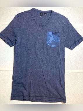 G Star Raw Men's Navy V-Neck CamocPocket T-Shirt Slimfit Stretch M Med